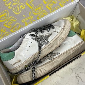 Kids Golden Goose May SZ 35 (5) Mint and Glitter Star